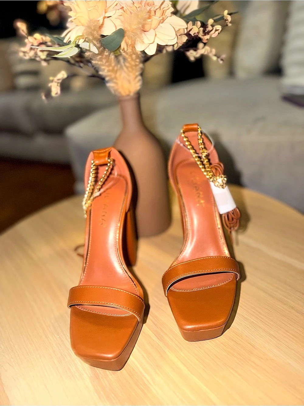 Chain Platform Heels in Brown Like New